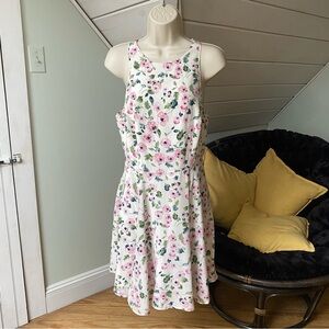 Yumi Kim Silk Fit and Flare Dress Womens Medium Ivory Pink Floral Cottagecore